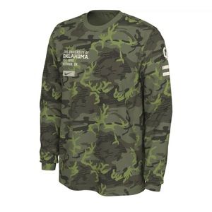 Nike Men's Oklahoma Sooners Camo Military Long Sleeve T-Shirt Dv8646-328